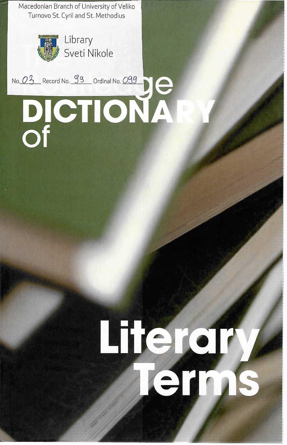 The Routledge Dictionary of Literary Terms